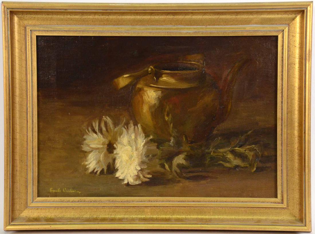 Oil on Canvas Still Life, Bears Signature, Emil Carlsen: Signed l.l. 12 1/2"h x 18 1/2"w