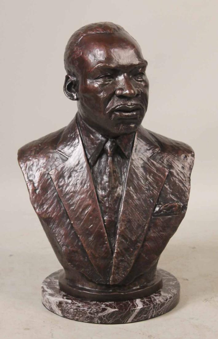 Bronze Bust of Martin Luther King, Ed Dwight: (American, b. 1933) 25-1/2"h Ed Dwight Studios, Denver, CO. Property from the Westervelt Company, Tuscaloosa, Alabama.