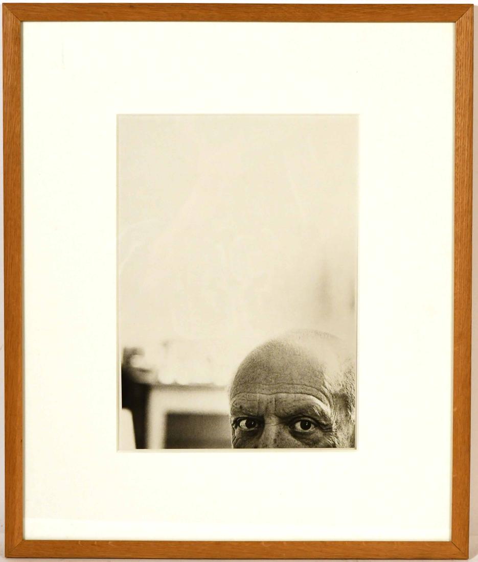 Andre Villers Portrait of Pablo Picasso: Silver Gelatin Print. Andre Villers(French, 1930-2016) Titled "Les yeux de Picasso, Cannes"(1956) 15"h x 10 1/2"w