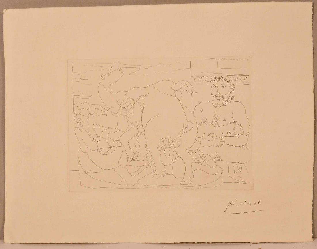 Pablo Picasso, "Vollard Suite": Spanish, (1881-1973), Each signed and dated in the plate and pencil-signed in margin. 3 pieces 13"h x 17 1/2"w By descent from and purchased by the consignor's grandfather, Anton Giulio Bragaglia who 