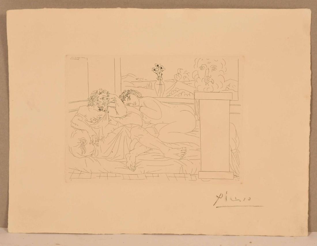 Pablo Picasso, "Vollard Suite": Spanish, (1881-1973)two of three signed and dated in the plate, all three pencil-signed in the margin. 13"h x 17 1/2"w By descent from and purchased by the consignor's grandfather, Anton Giulio Bragag