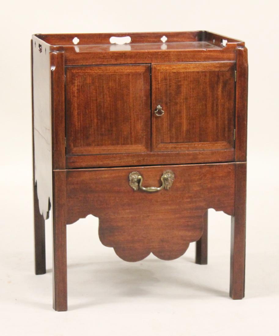 George III Mahogany Bedside Commode: English, c. 1780, converted at a later date. 27-1/4"h x 21"w x 16"d
