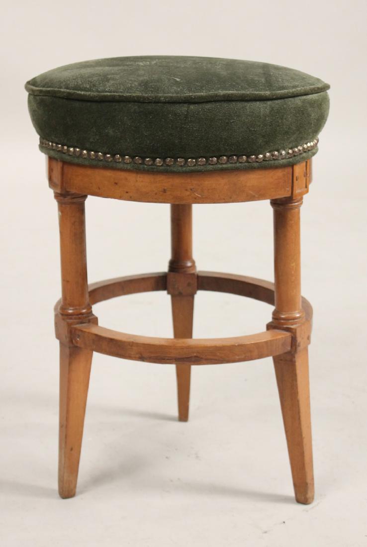 Biedermeier Fruitwood Round Stool: Continental, c. 1830. 20-1/2"h x 14-1/2"dia.