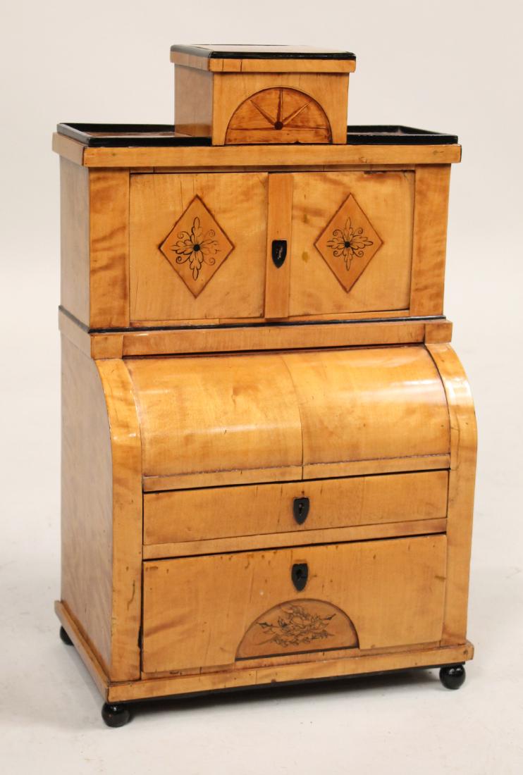 Rare Austrian Miniature Biedermeier Secretary: Continental, c. 1830. 22"h x 13-1/2"w x 8"d