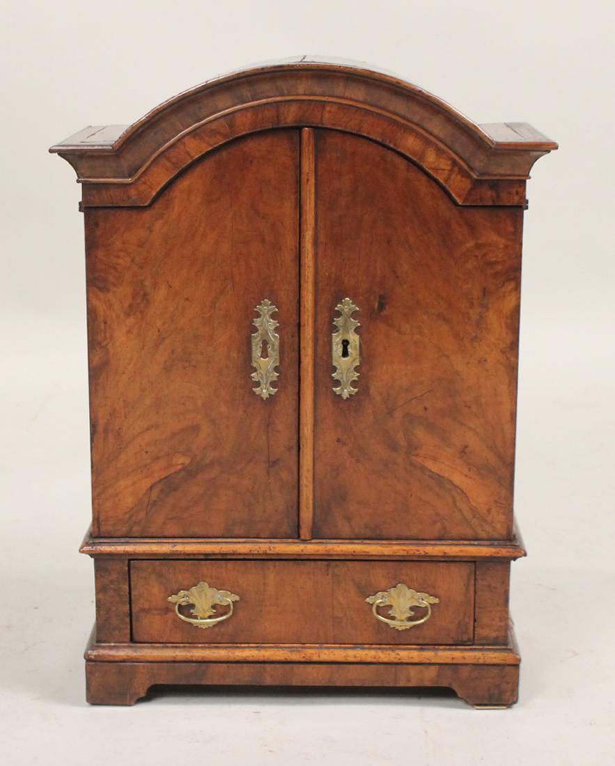Queen Anne Walnut Miniature Linen Press: English, c. 1710. 23-1/4"h x 17"w x 9"d