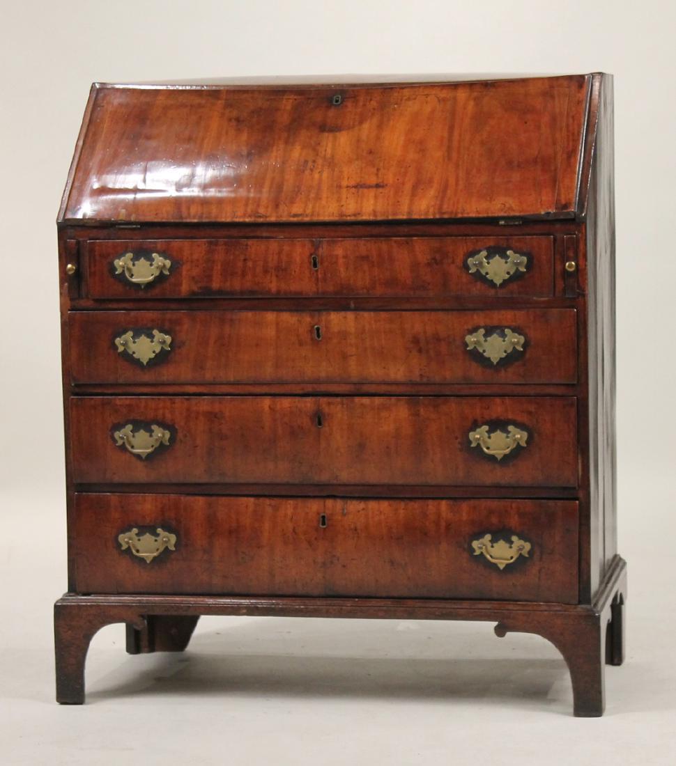 George III Mahogany Slant Front Desk: English, late 18th C. 41-1/2"h x 36-1/2"w x 18-1/2"d
