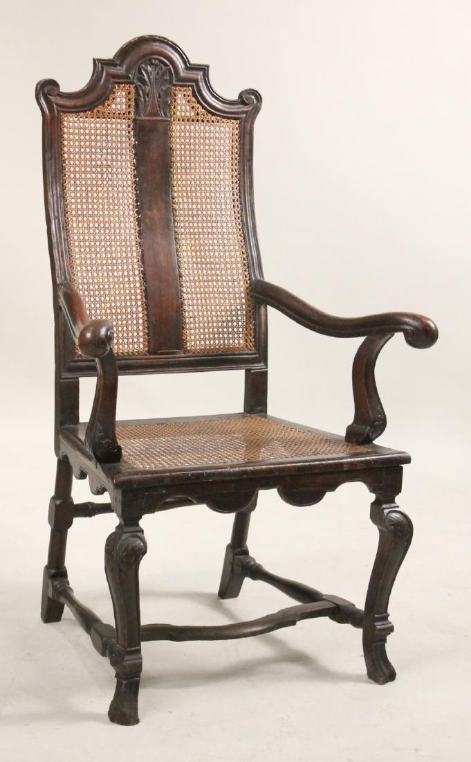 Baroque Walnut Caned Back Armchair (1 of 6)
