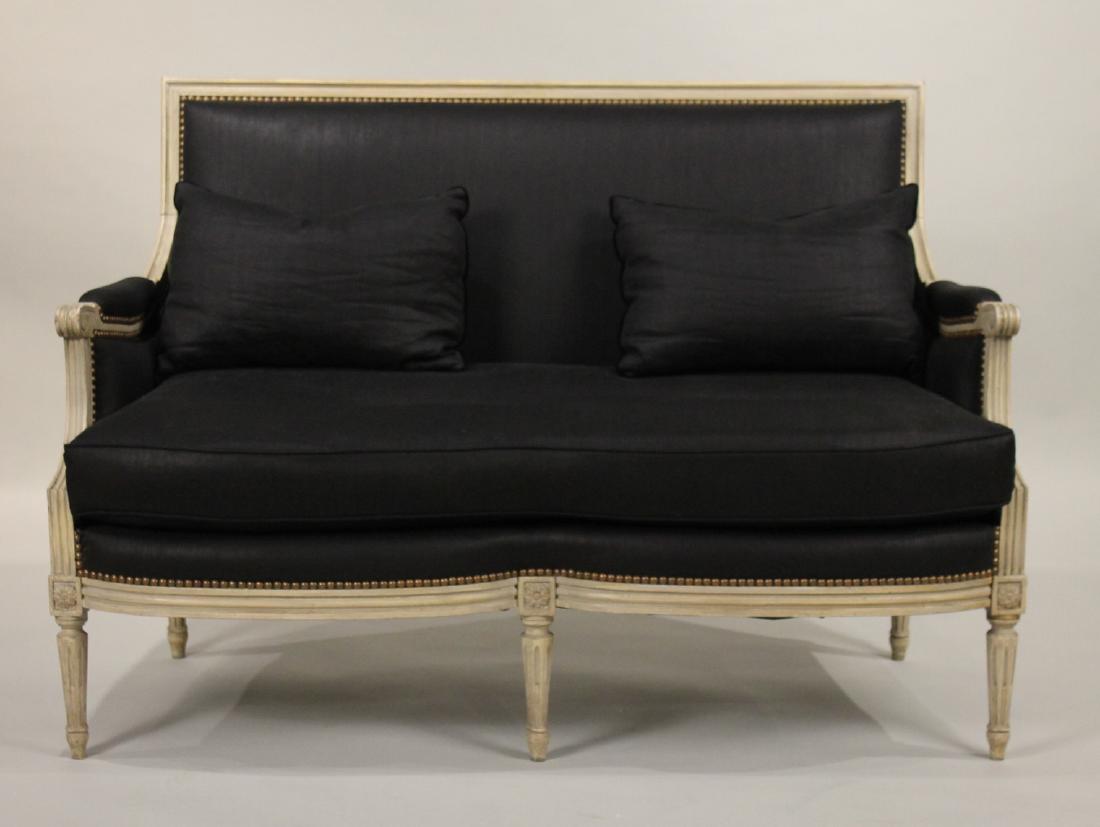 Louis XVI Style White Painted Settee (1 of 6)