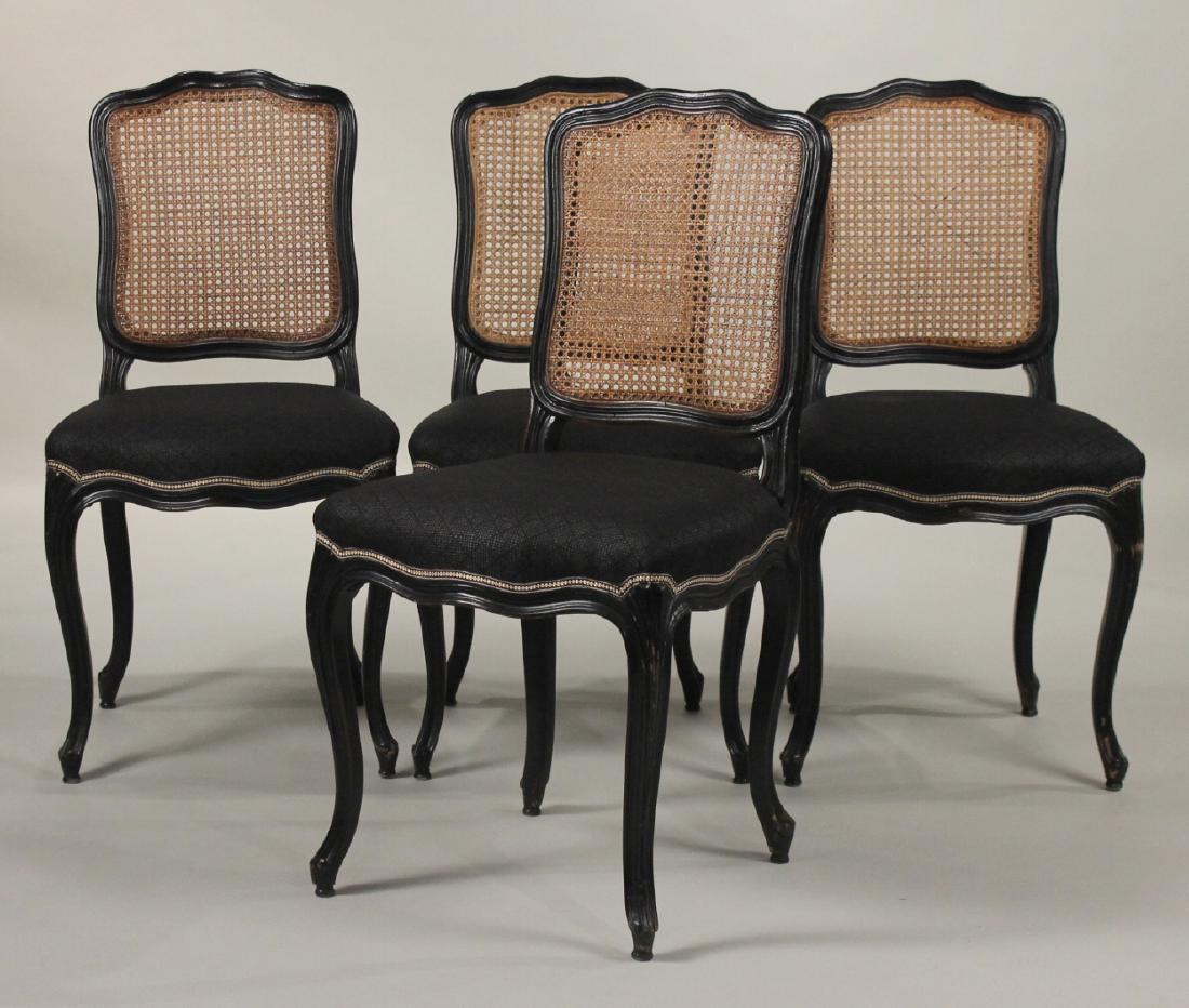 Four Louis XV Style Black-Painted Side Chairs (1 of 6)