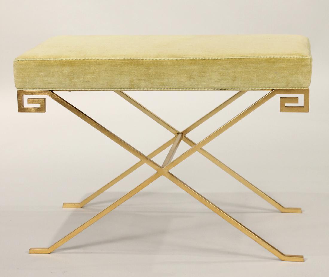 Matthews and Park Velvet and Gold Painted Bench (1 of 4)