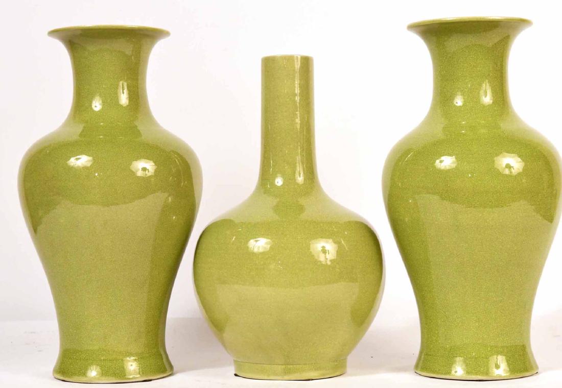 Three Green Glazed Porcelain Vases (1 of 6)