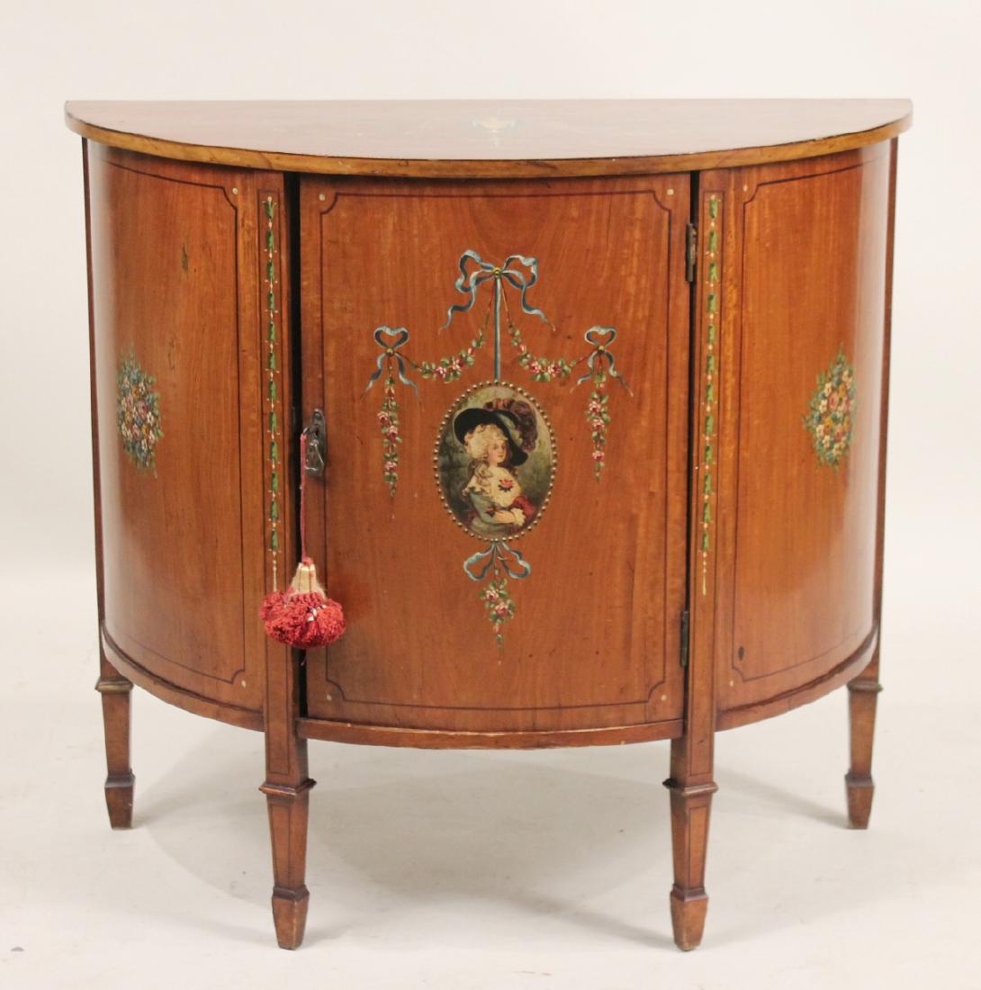 Edwardian Style Painted Demi-Lune Cabinet (1 of 8)