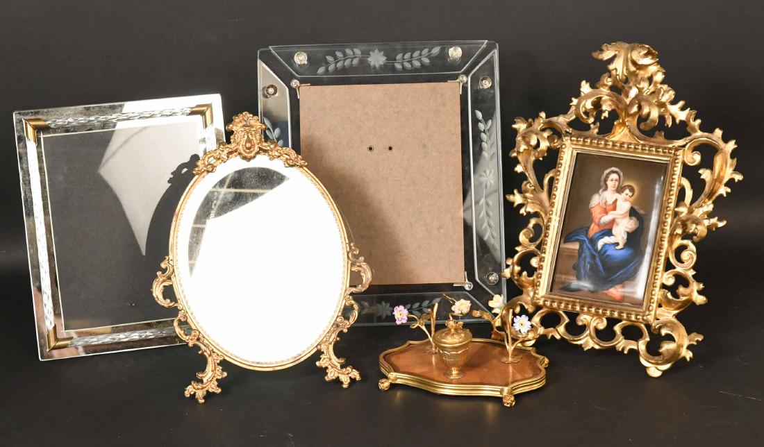 Giltwood Framed Porcelain Plaque Madonna and Child (1 of 12)