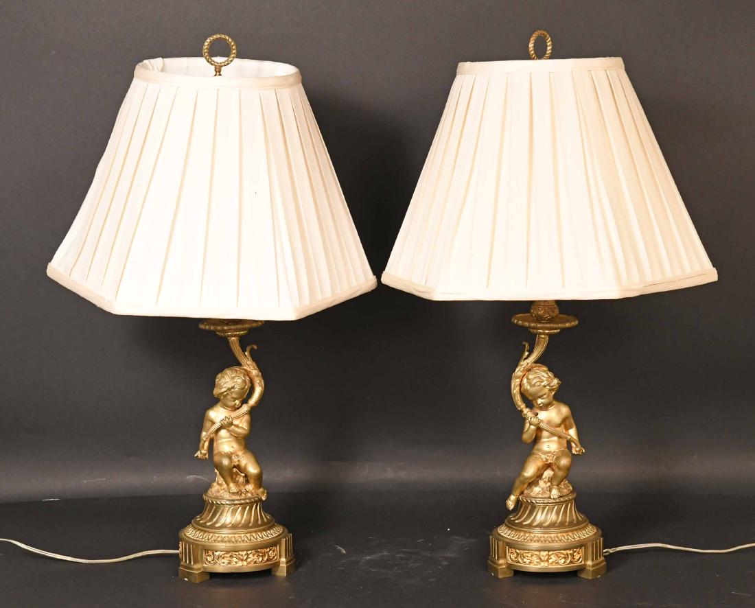 Pair of Gilt-Metal Putti-Form Table Lamps (1 of 10)