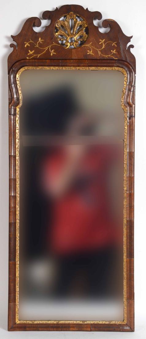 Queen Anne Parcel Gilt Walnut Looking Glass (1 of 8)