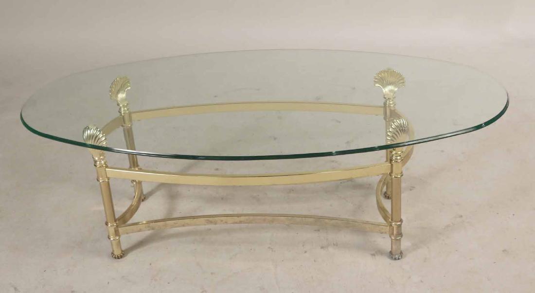 Glass Top Brass Base Low Table (1 of 3)