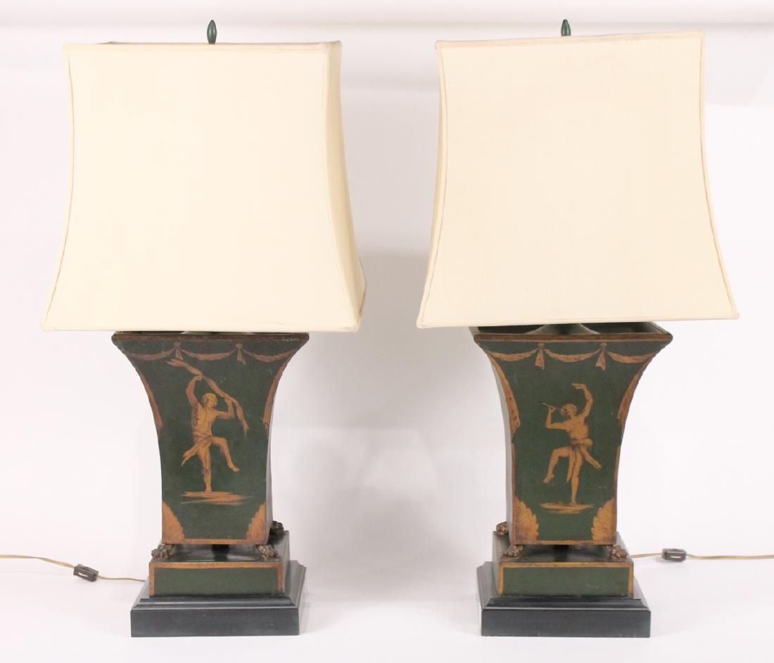 Pair of Neoclassical Style Tole Table Lamps (1 of 7)