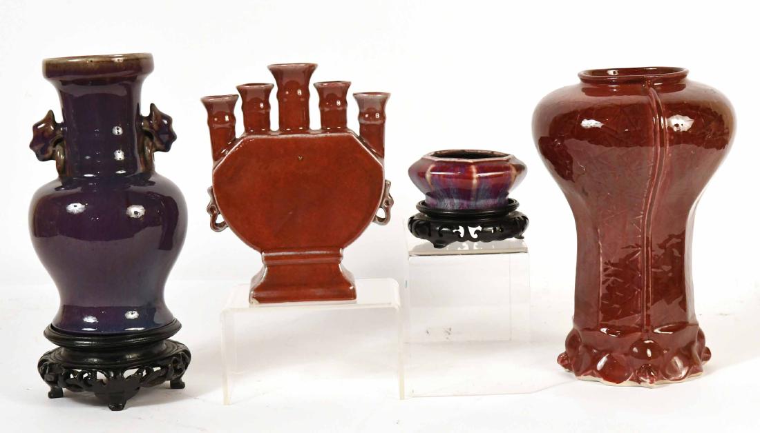 Four Chinese Red and Purple Glazed Table Articles (1 of 11)