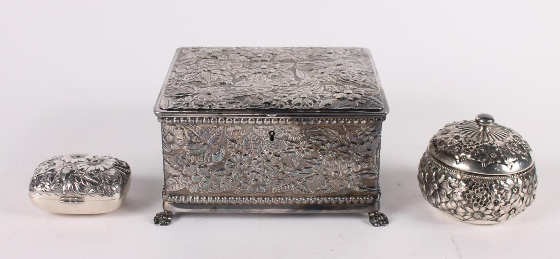 Sterling Silver Repousse Dresser Box and Soap Dish (1 of 8)