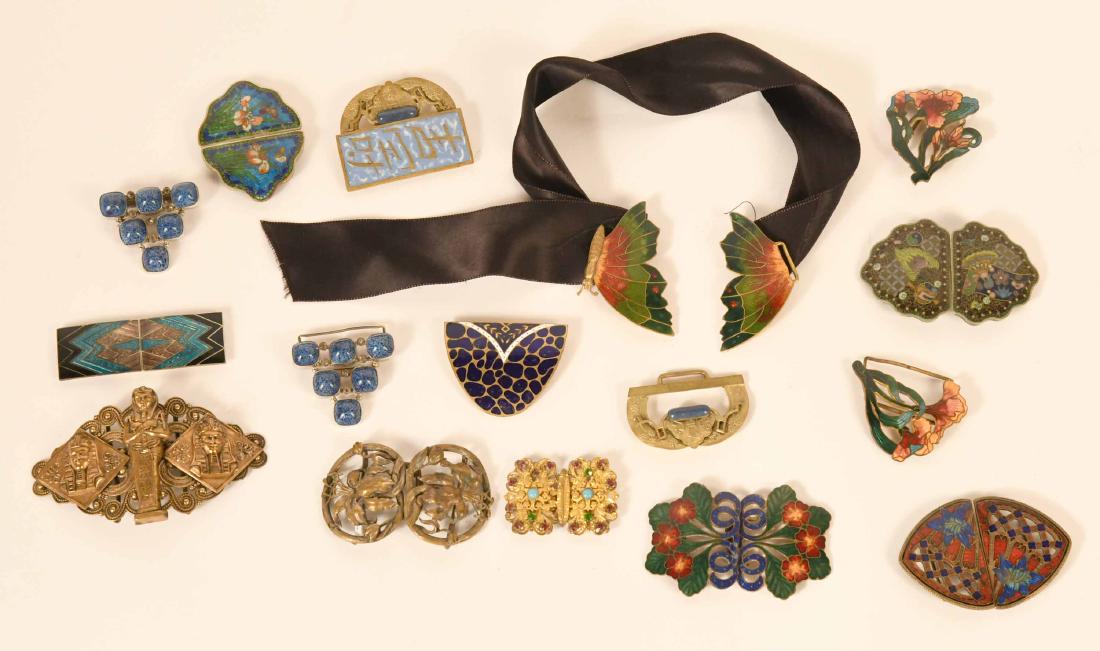 Nine Enamel and Gilt Belt Buckles (1 of 9)
