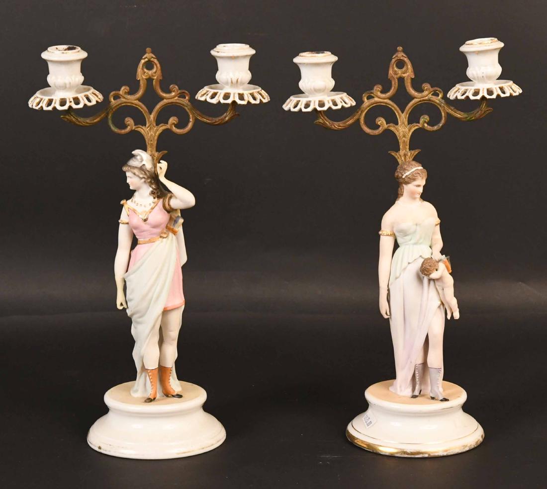 Two Neoclassical Porcelain Figural Candlesticks (1 of 7)