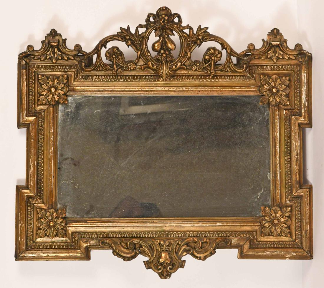 Rococo Revival Giltwood Mirror: American, late 19th C. 27.5"h x 30"w