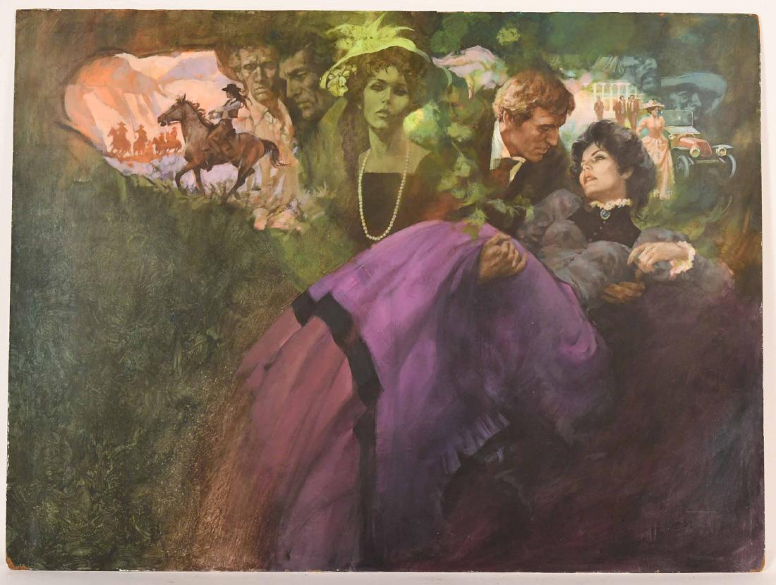 Oil on Board Illustration Art Western Scene, H Tom Hall (1 of 7)