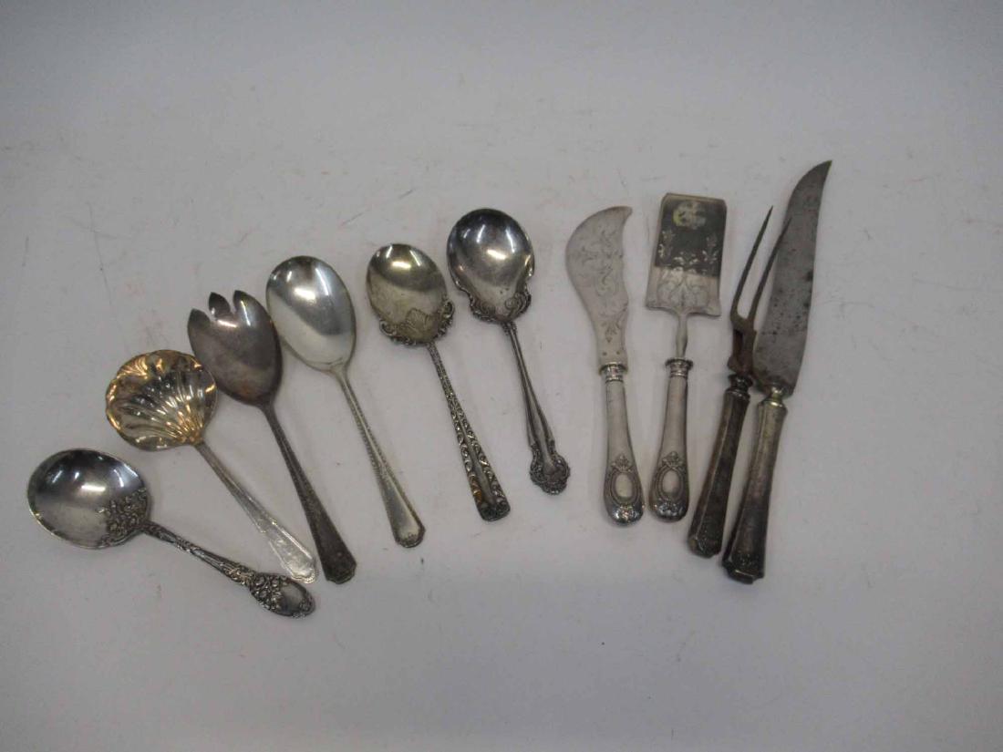 French Silver Plated Fish and Flat Servers: Stamped alfenide. Together with assorted serving utensils. fish and server 10-3/4"l.