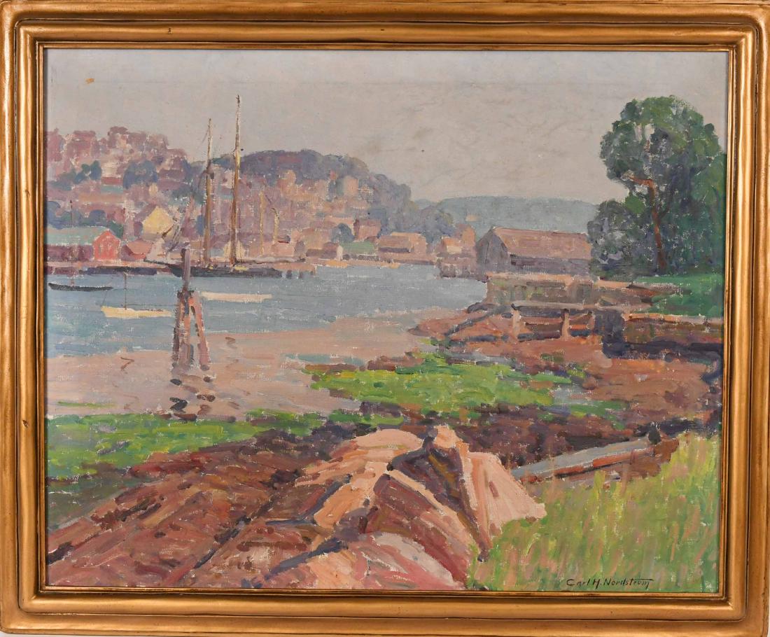 Oil on Canvas Harbor Scene, Carl Nordstrom (1 of 8)