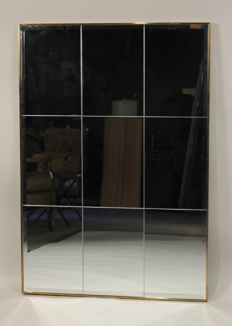 Brass Divided Mirror: 20th C., with divided mirror plate. 46"h x 32"w