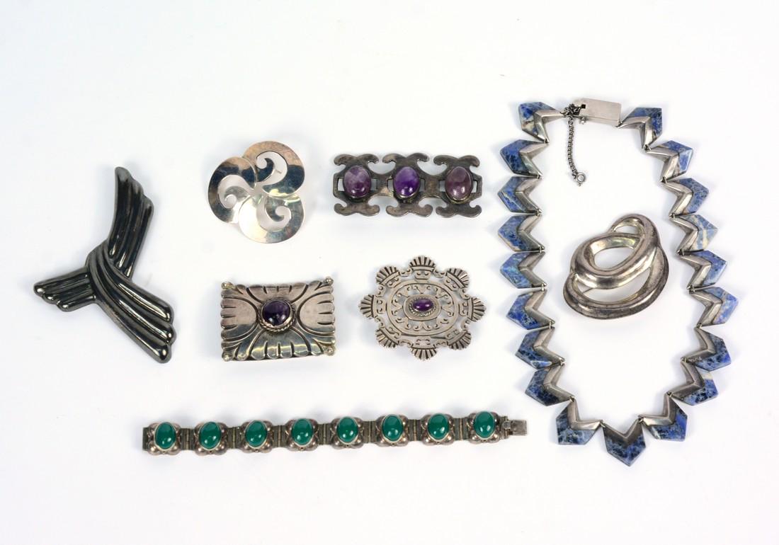 Group of Mexican Sterling Silver Jewelry Items (1 of 9)
