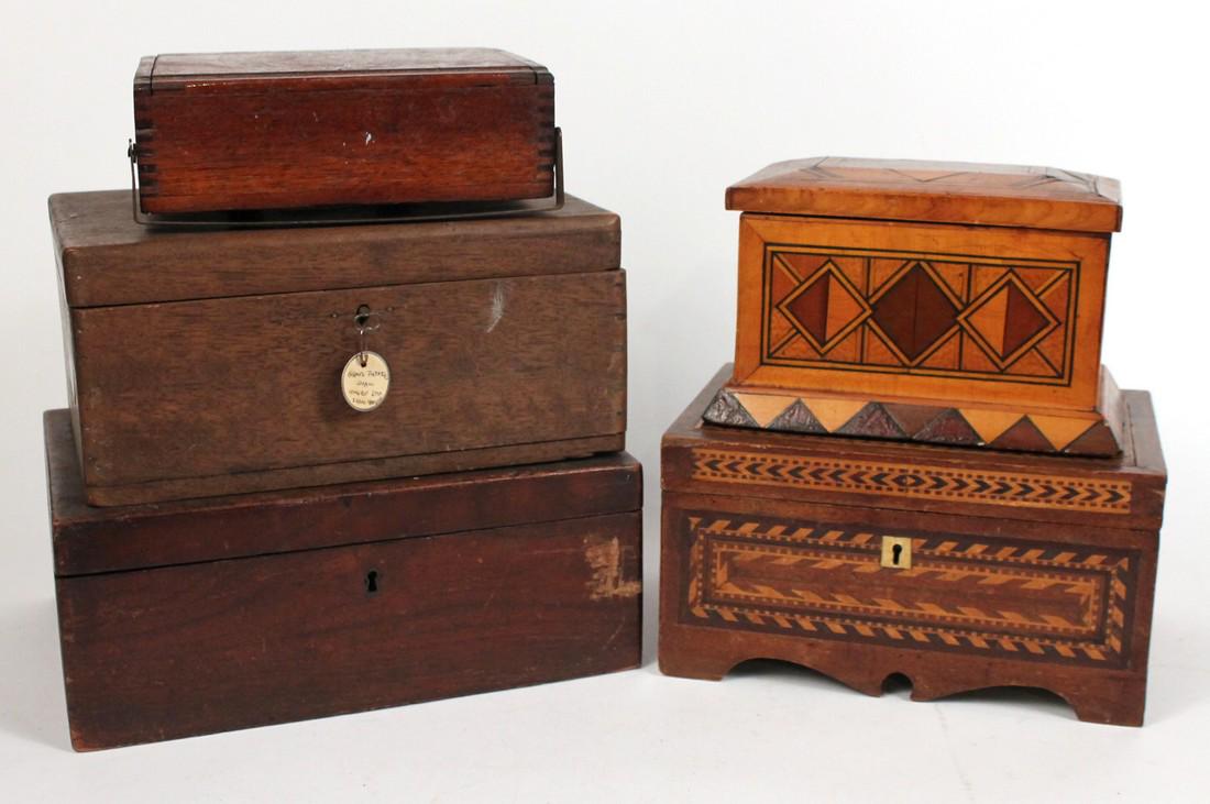 Group of Five Wooden Document Boxes (1 of 6)