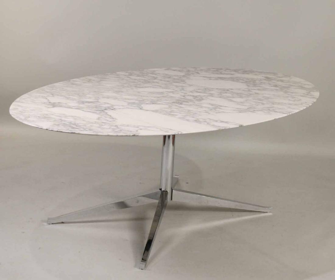 Florence Knoll Marble Top and Chrome Table: 27-1/2"h x 6'6"w x 47-1/2"d