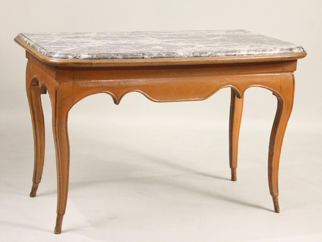 Louis XV Painted Marble Top Console Table: French, c. 1770. 30-1/2"h x 47"w x 26"d