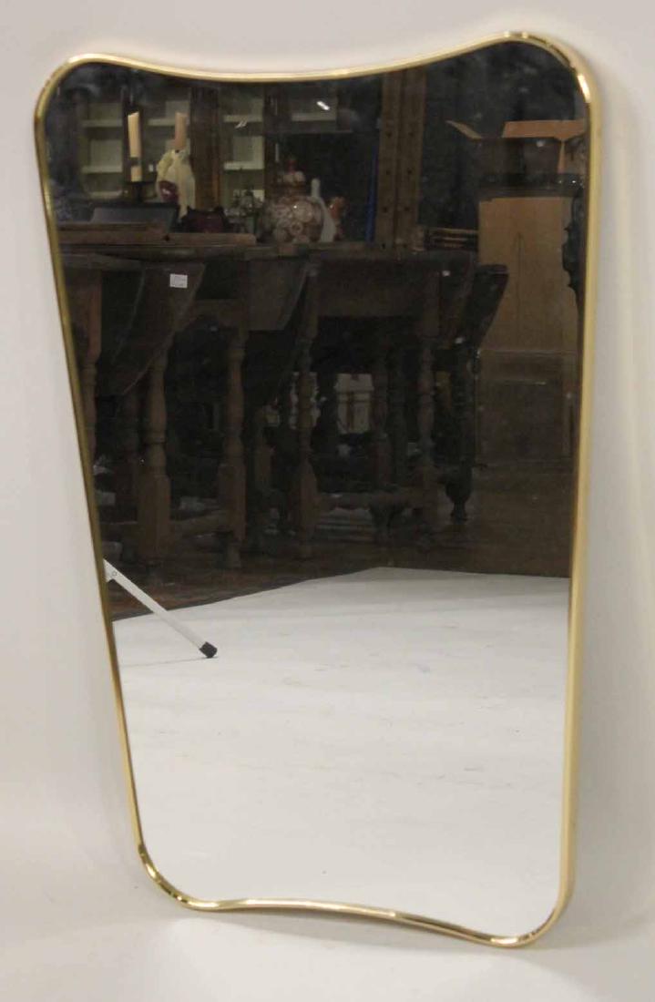 Ponti Modern Brass Framed Shaped Mirror: 31-1/2"h x 21-1/2"w