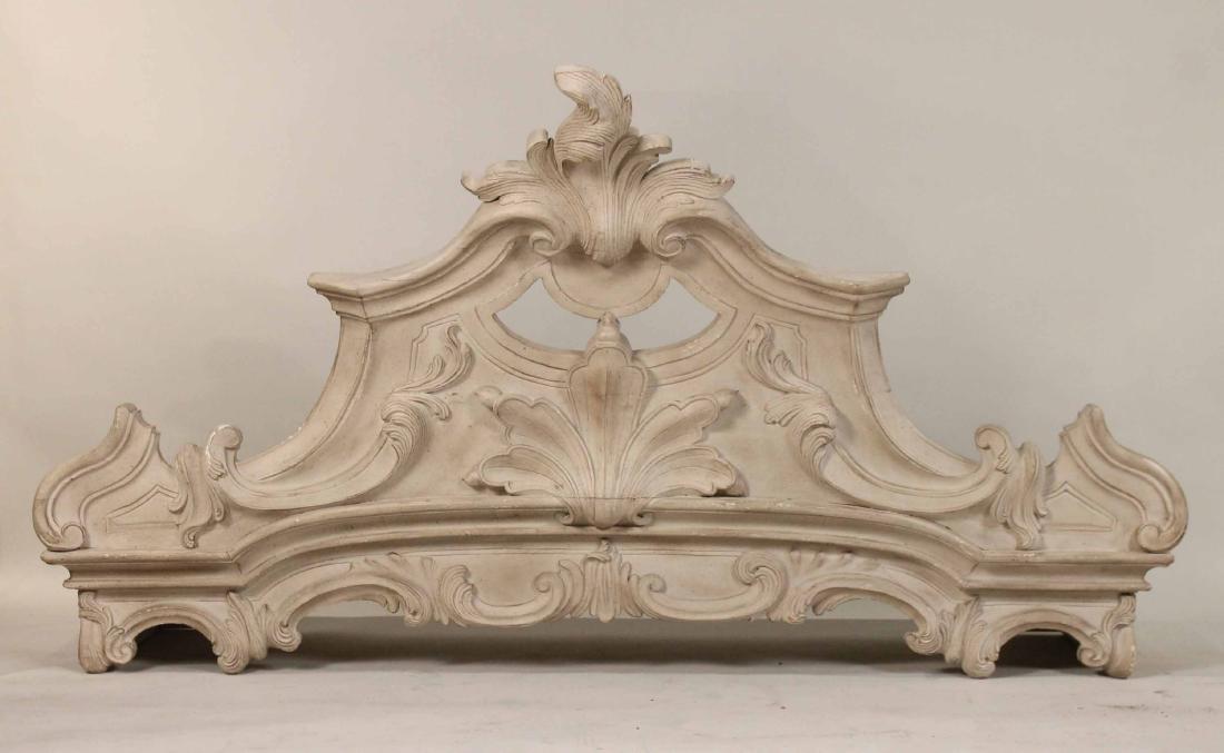 Rococo-Style Painted Bed Canopy: Italian, probably 20th C. 39"h x 6'w x 25"d