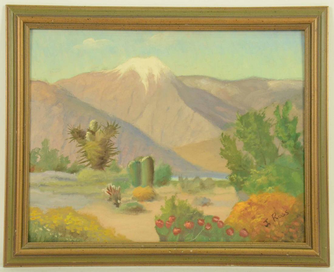 Oil on Board, Southwestern Landscape, J. Ross: Signed l.r. Sight size: 13-1/4"h x 17-1/2"w