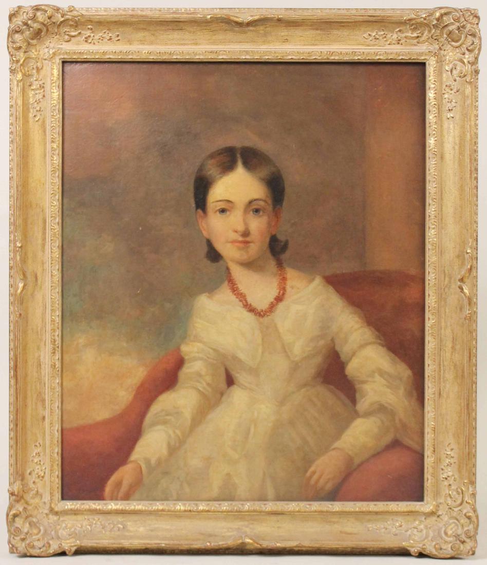 Oil on Canvas, Portrait of a Woman: 19th C. labeled on verso "Thomas Sully, 1783-1872, Miss Pyatt, NYC Gallery," appears unsigned. Mounted on board. Sight size: 29"h x 24"w