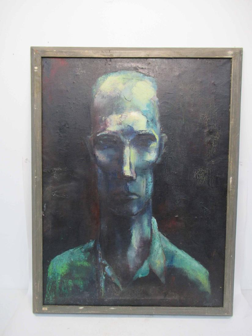 Oil on Canvas of Male Bust: Oil on Canvas of Male Bust signed lower right Sears. Used condition, wear, worn, cracks, losses, damage. Framed size 33 1/2" x 44"
