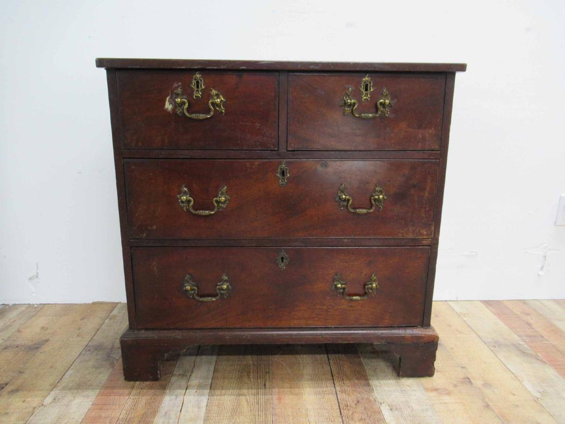 George III Bachelors Chest: George III Bachelors Chest having two drawers above 2 drawers. Used condition, wear, worn, repairs.32" tall x 33" long x 17" deep