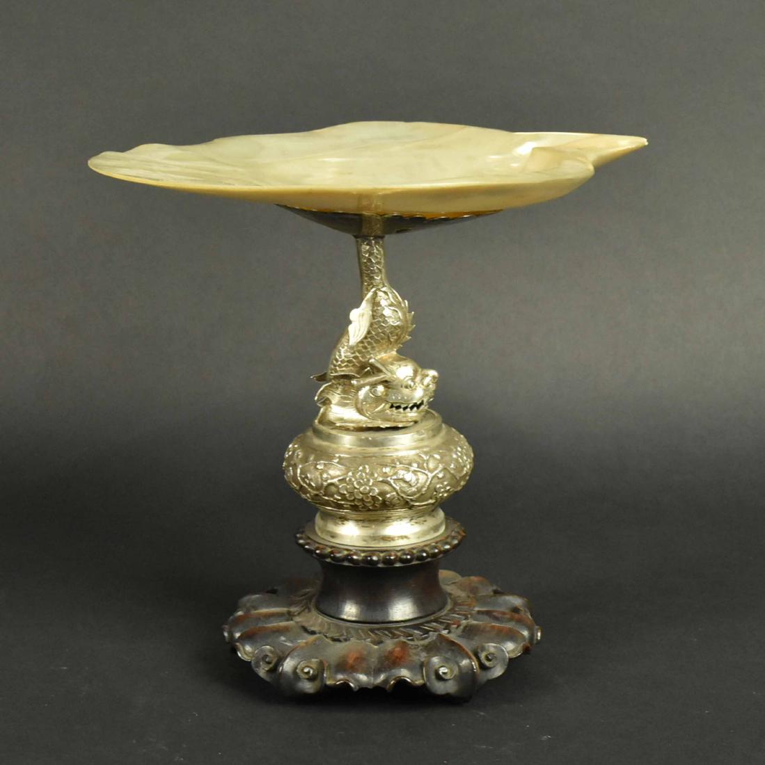 Chinese Export Silver and Mother-of-Pearl Tazza (1 of 6)