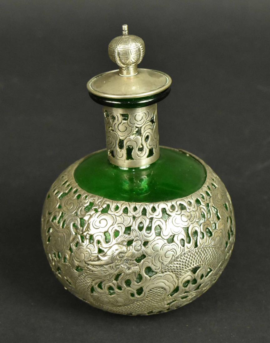 Chinese Export Silver Mounted Glass Perfume (1 of 5)