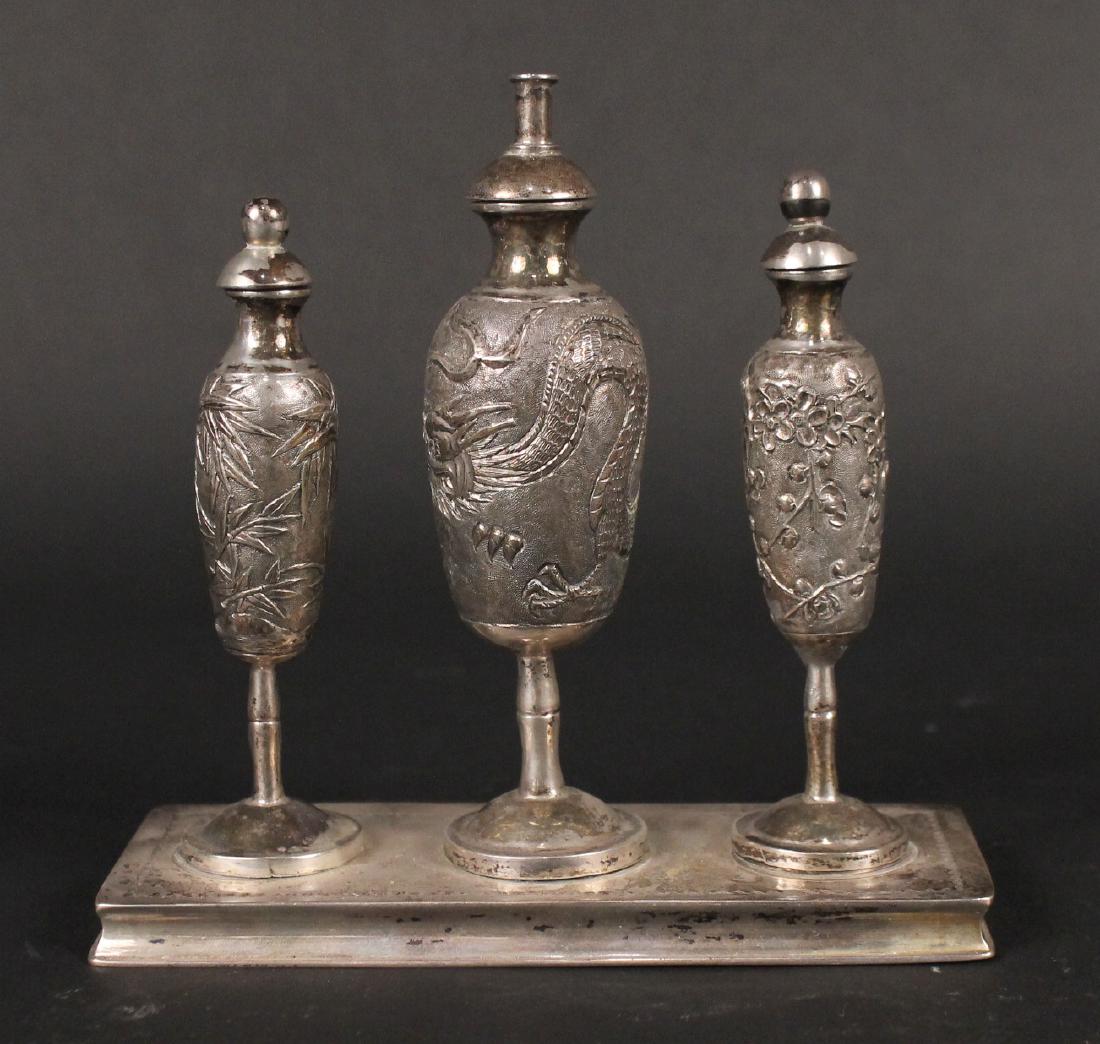 Chinese Export Silver Three Piece Oil Set (1 of 5)