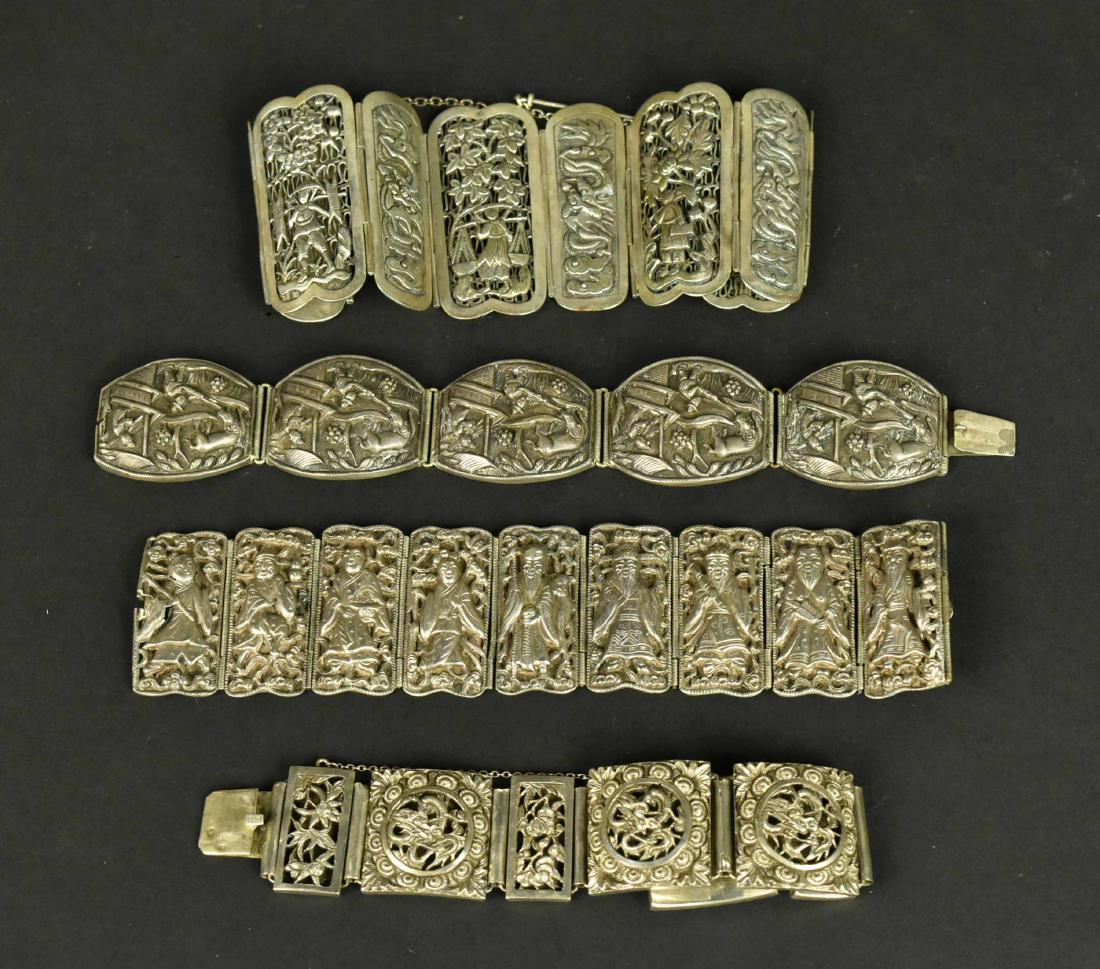 Four Chinese Export Silver Bracelets (1 of 6)