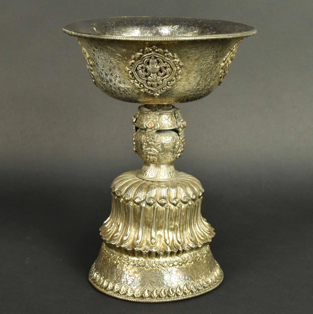 Indian Silver Pedestal Bowl (1 of 6)