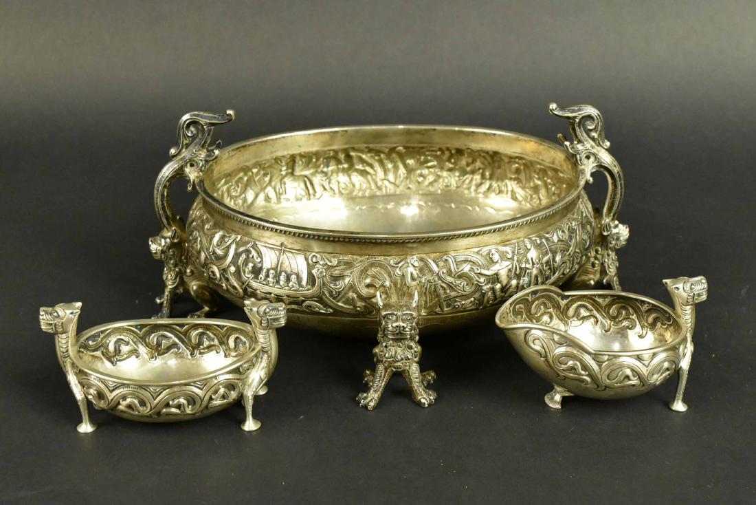 Moller, Norwegian Silver Fruit Bowl, Sugar &Cream (1 of 9)