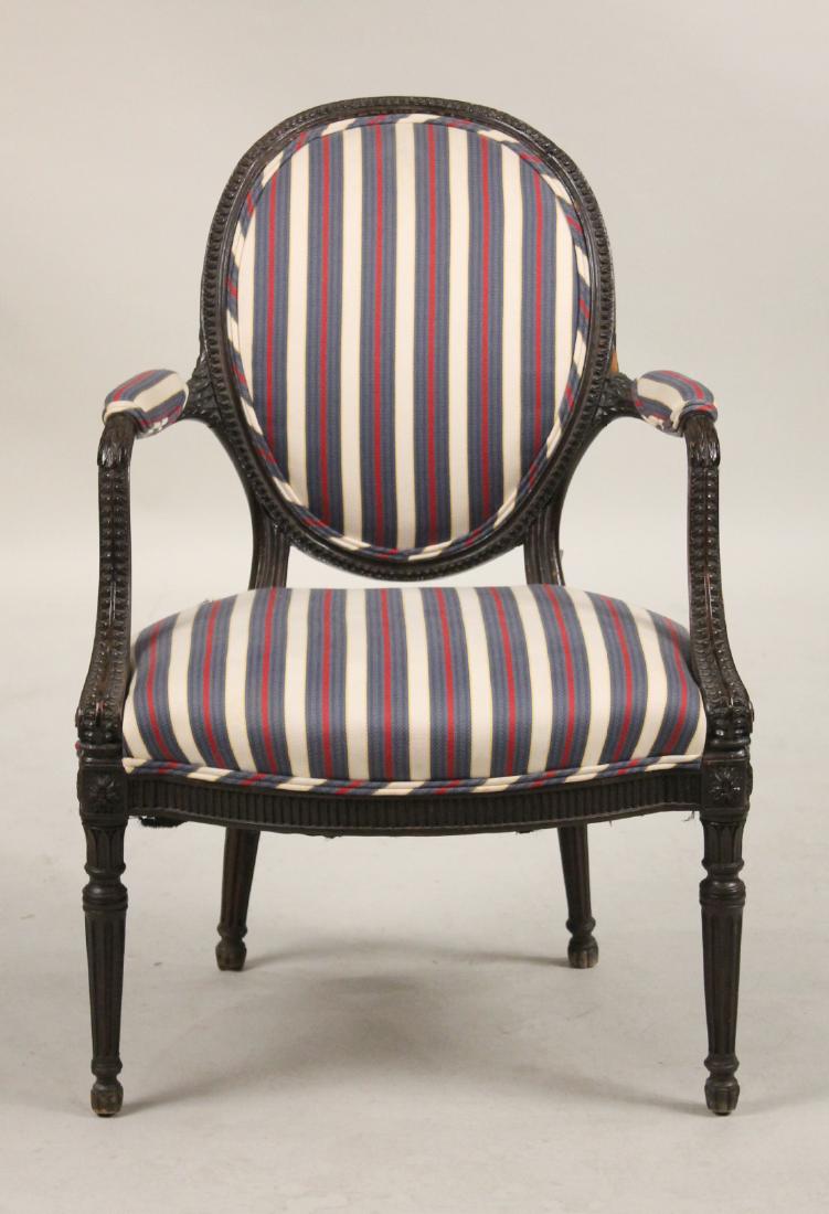 Adam Mahogany Oval Back Upholstered Armchair (1 of 6)