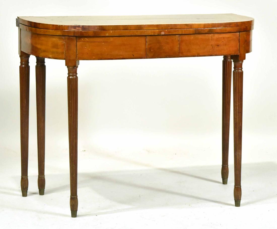 Duncan Phyfe Sheraton Mahogany Game Table: New York, c. 1810. 28-1/2"h x 36"w x 17-3/4"w
