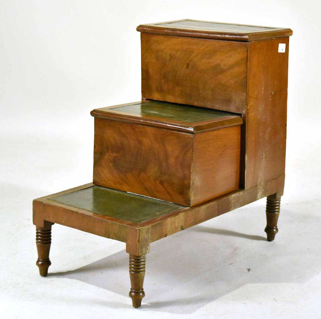 Late Regency Leather-Inset Mahogany Library Steps (1 of 6)