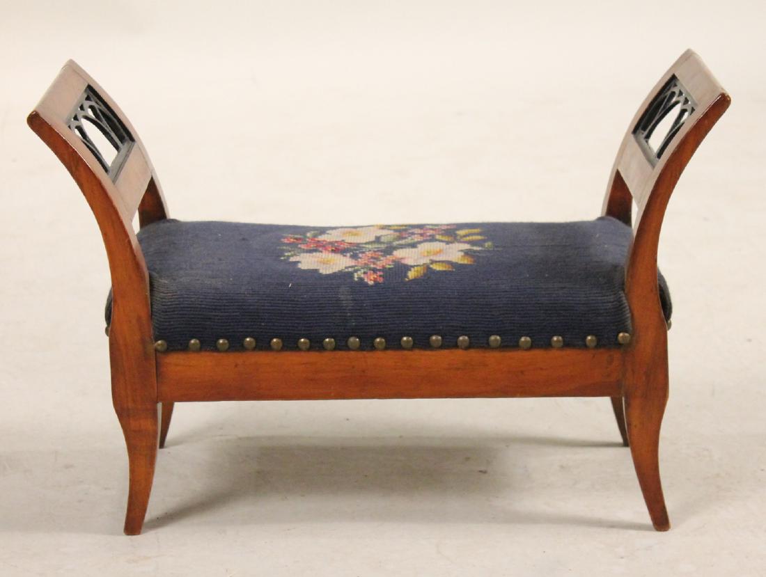 Miniature Biedermeier Part-Ebonized Window Seat: Continental, c. 1830. 14-1/4"h x 22"w x 9-1/2"d